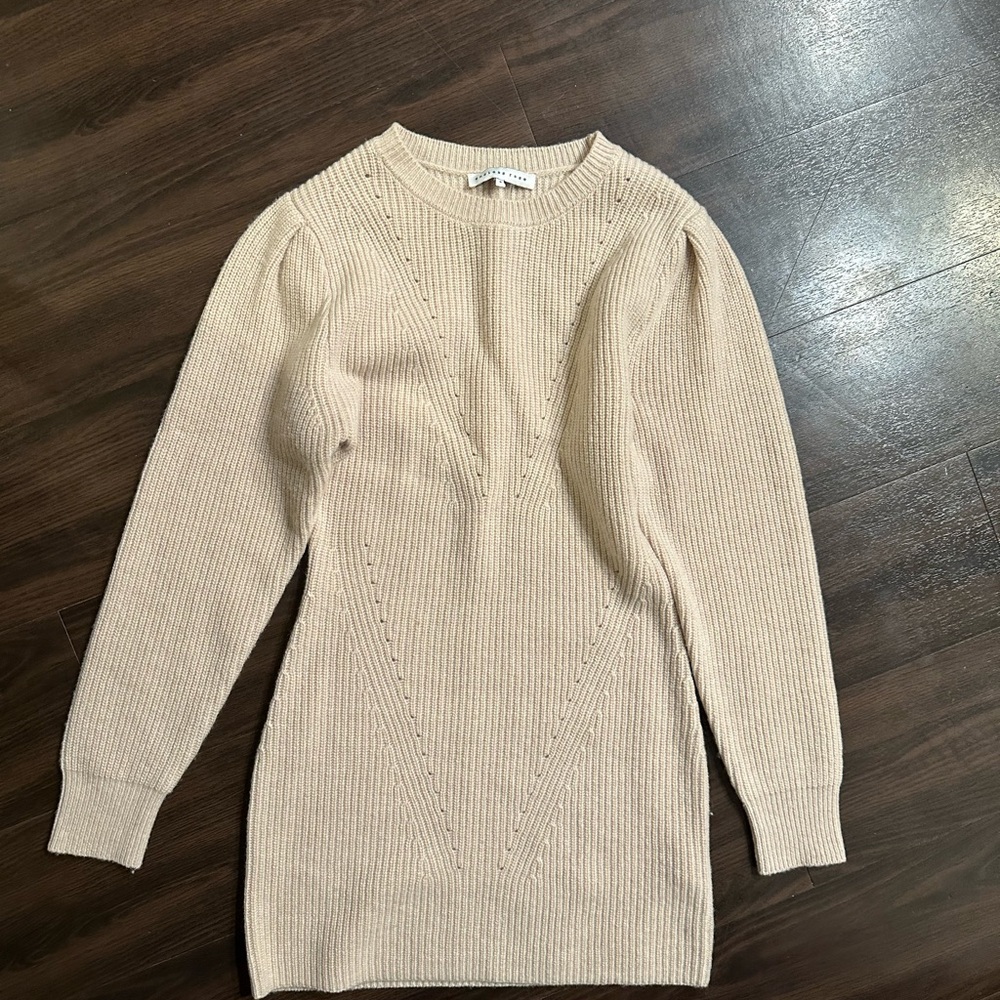 Cream/Beige Knit Sweater Dress